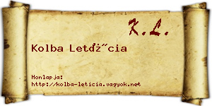 Kolba Letícia névjegykártya